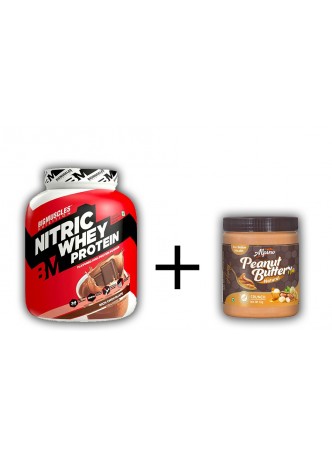 Big Muscle 100% Nitric Whey Protein 4.4 lbs + Alpino Natural Honey Peanut Butter Crunch 1kg